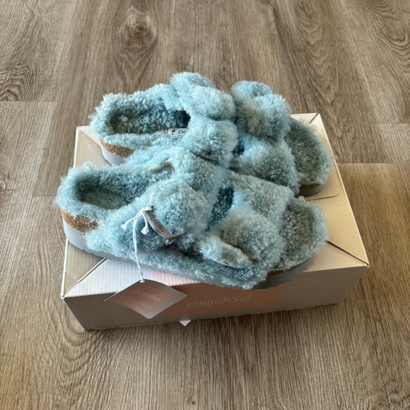 Birkenstock Free People Papillio Sandals Womens 39 US 8 Sherpa Big Buckle Blue - Picture 6 of 8